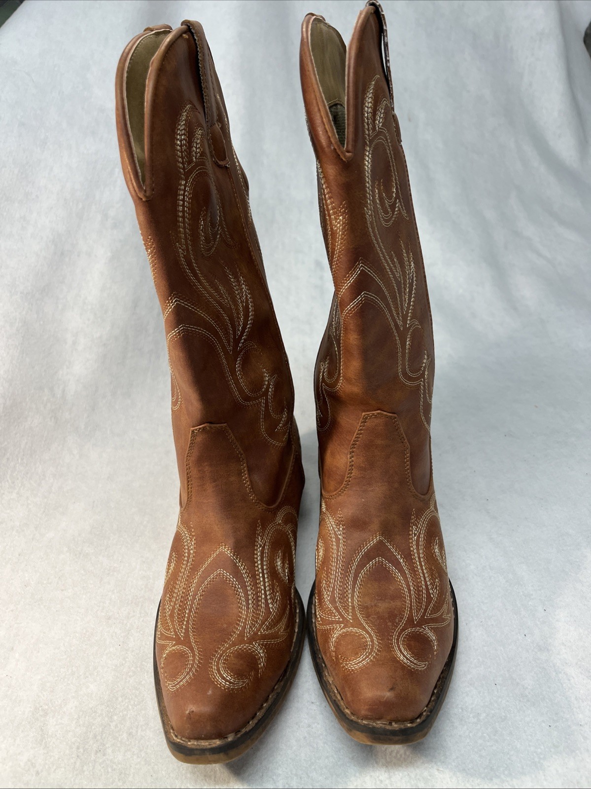 Roper Riley Cowboy Boots Scroll Embroidery Snip Toe Womens Brown Size 7