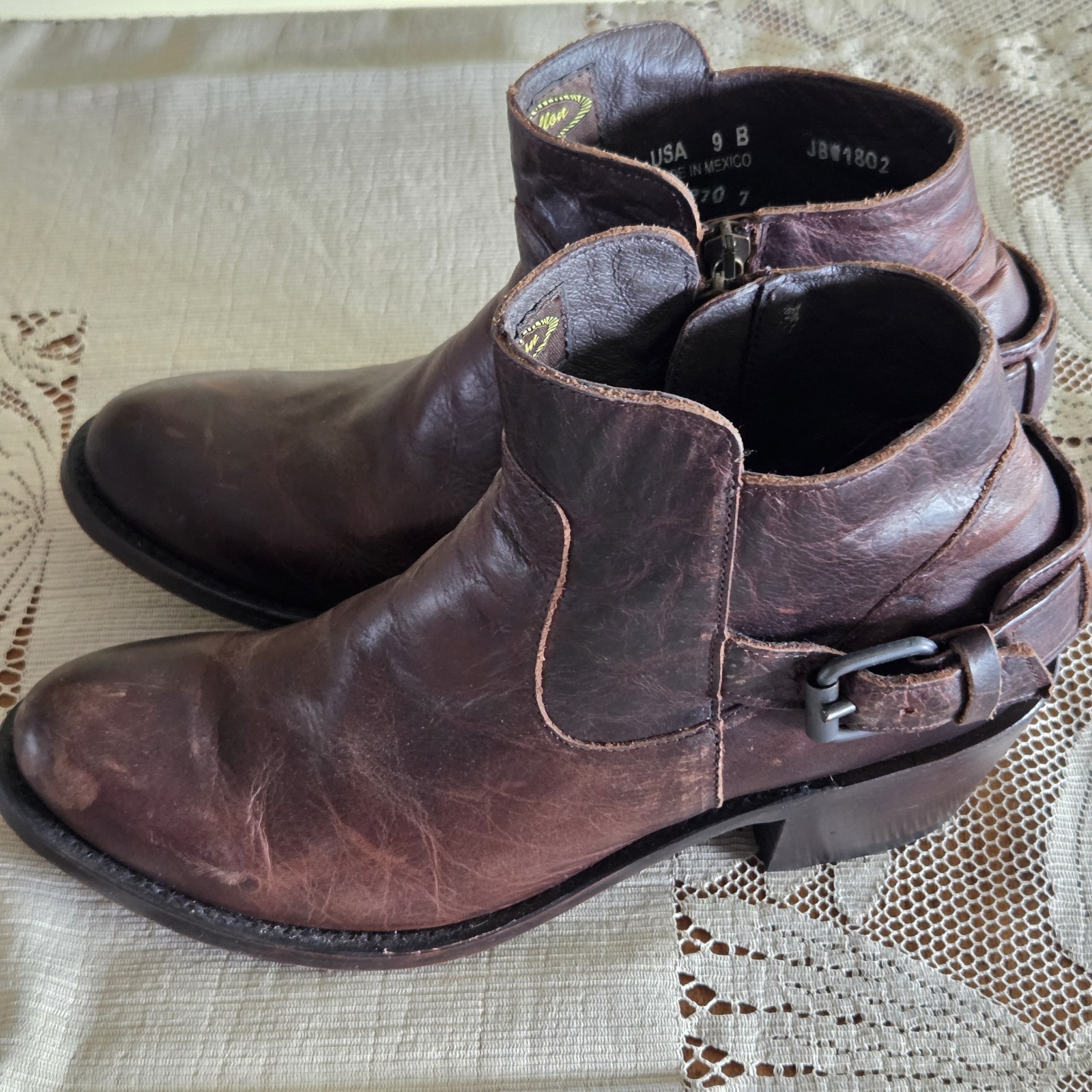 Women’s JB Dillon Brown Leather Ankle Boots Shoes Size 9B Farm Country Western