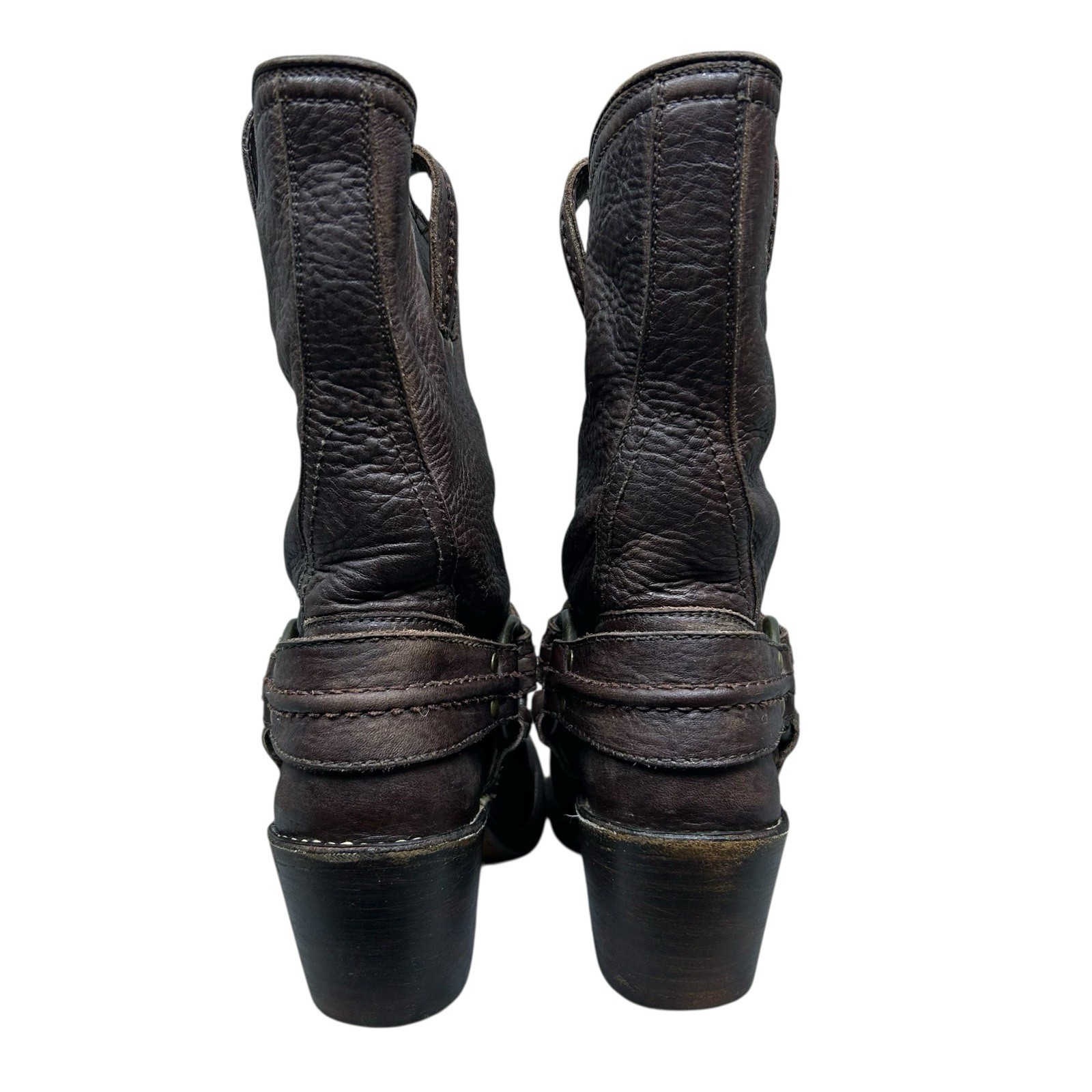 Frye Carmen Harness Short Leather Boots 77376 Womens Size 7 Biker Moto