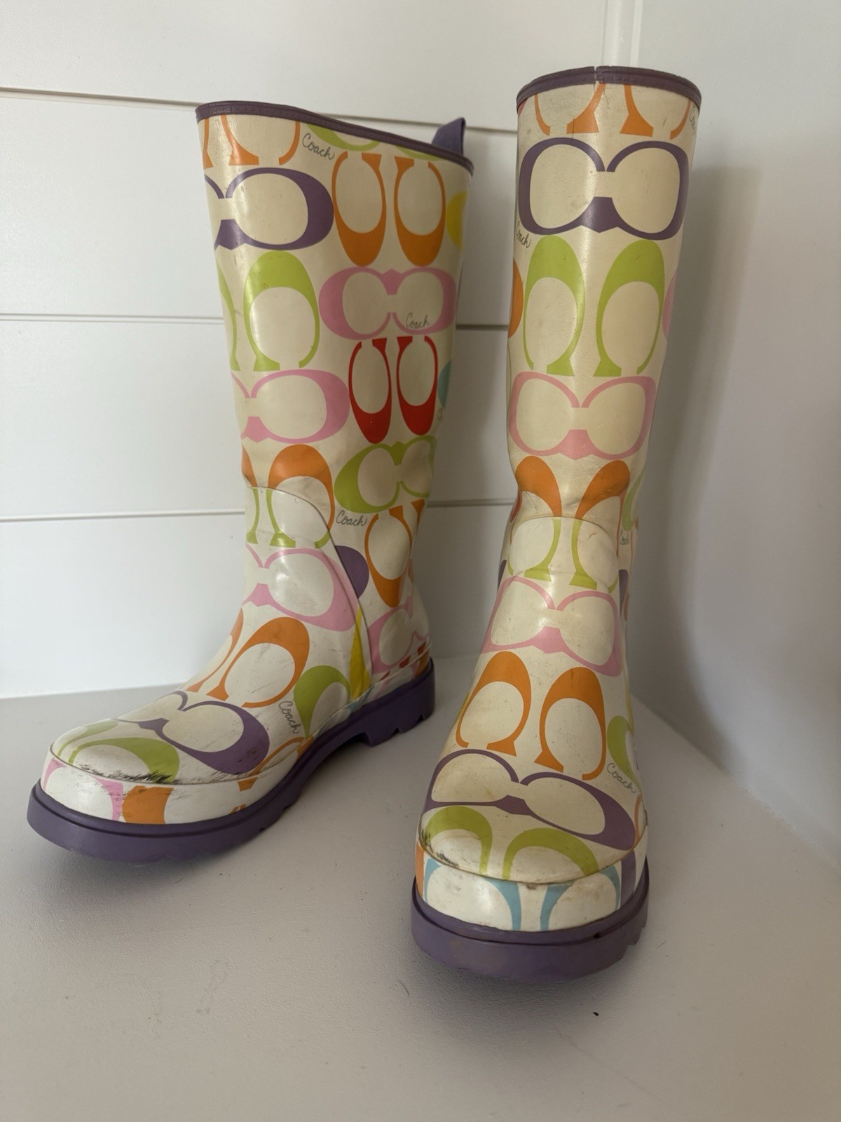 Coach Womens Rain Boots- Paisley- Please Read Description And Look At Pictures