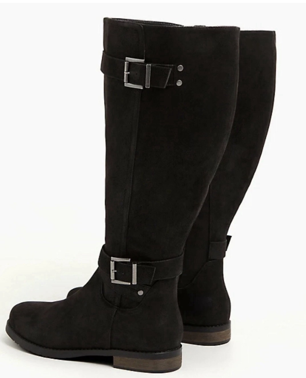TORRID Dual Buckle Knee-High Boot Sz 11 Extended Wide Calf Zippered Sides