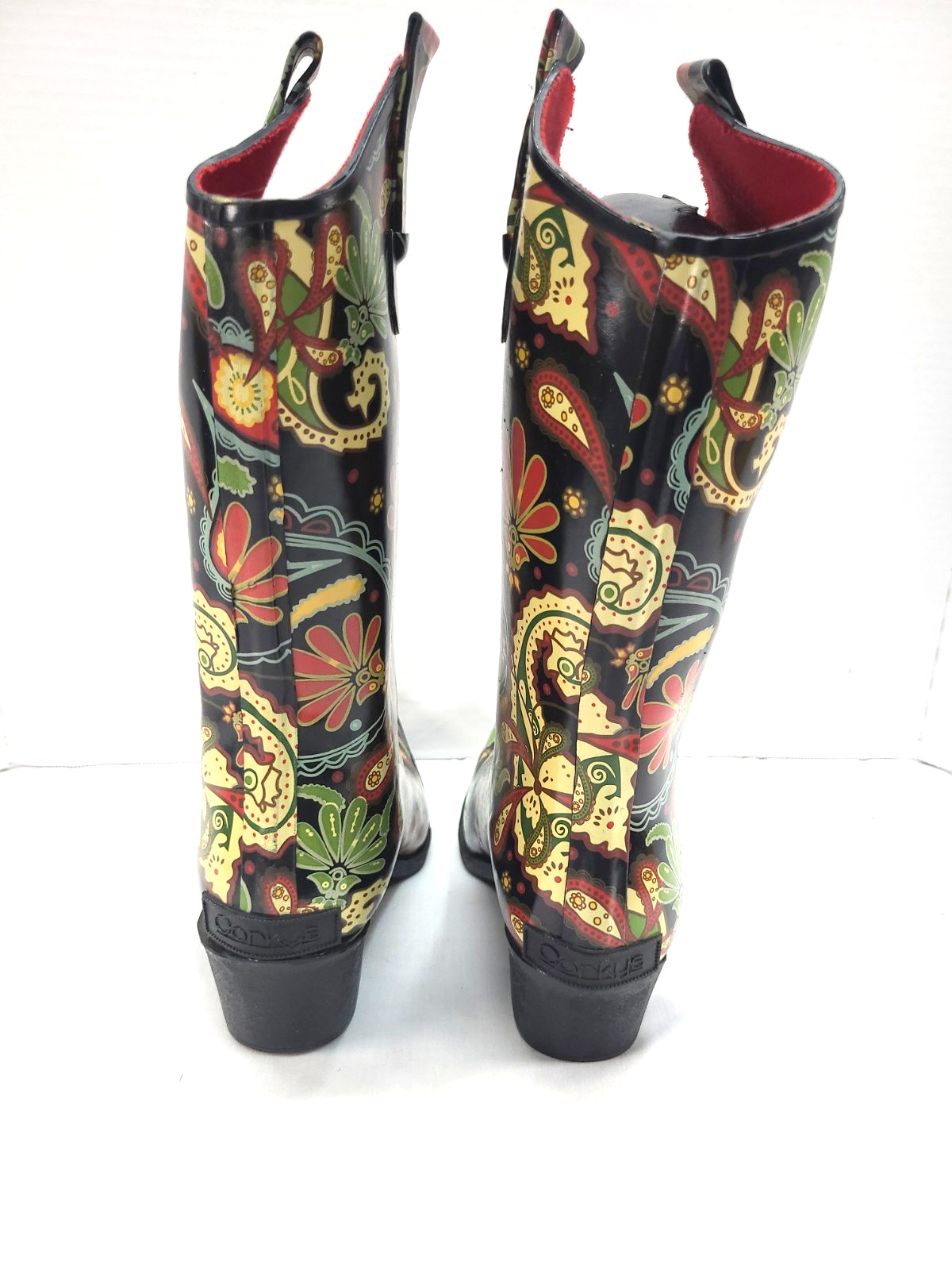Corky’s Rain Boots Women’s Size 8 Paisley Western Cowboy Rodeo Artsy