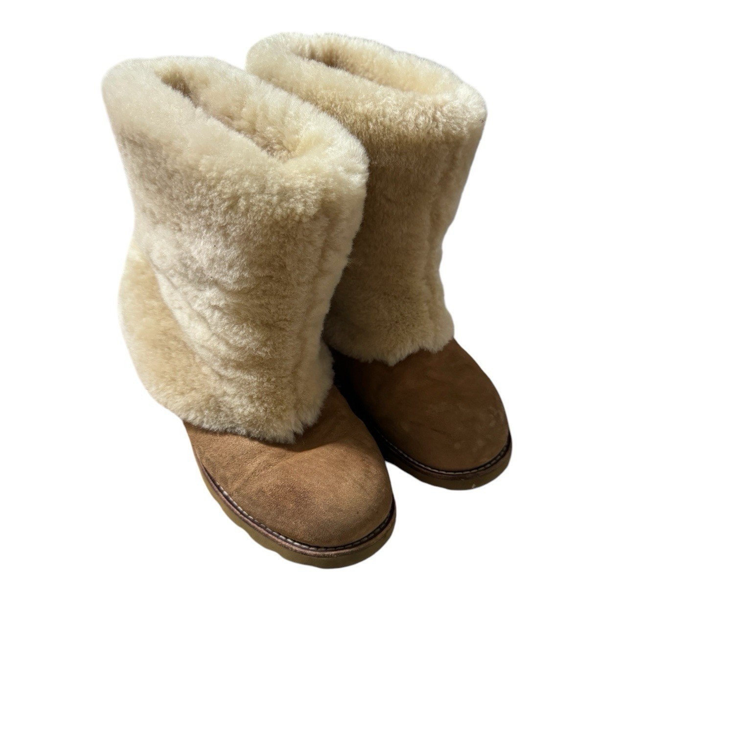 UGG Australia Maylin Suede Shearling Boots Chestnut Brown Cozy Warm Size 7 3220