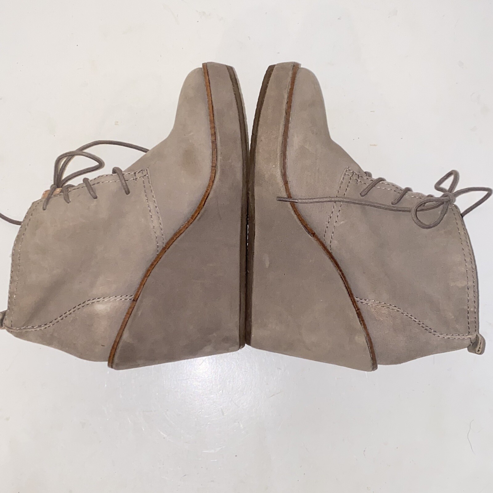 Zara Basic Taupe Nubuck Suede Wedge Ankle Boots Women’s Size 7.5