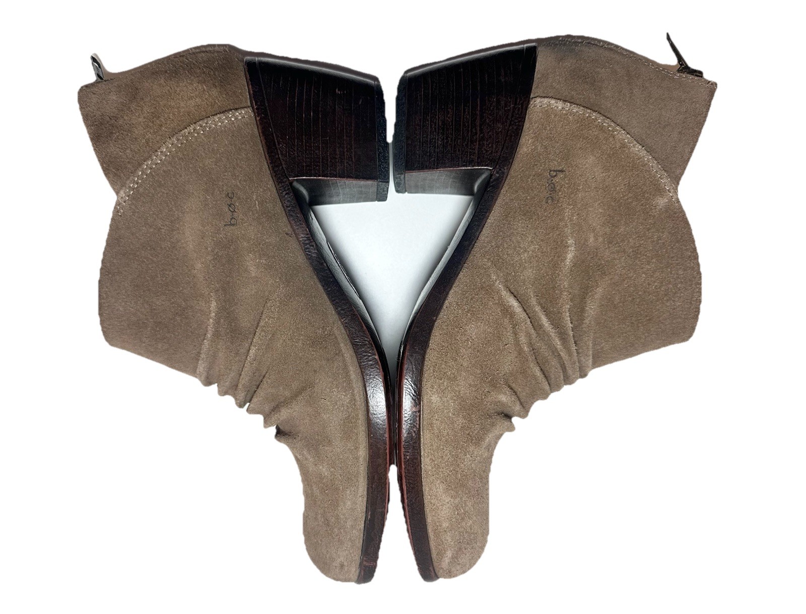 BOC Women Settle Light Brown Leather Suede Slouch Ruched Ankle Boots Booties 10