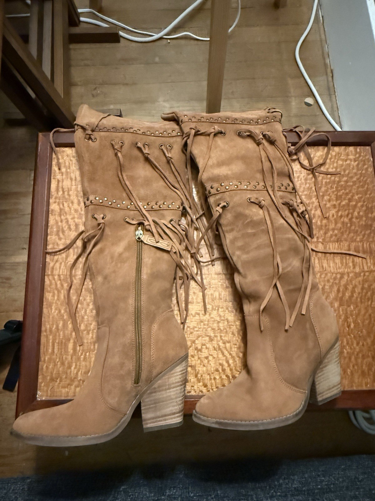 Dingo Witchy Woman 22” Tall Fringe Over-The-Knee Leather SnipToe Western Boot 6