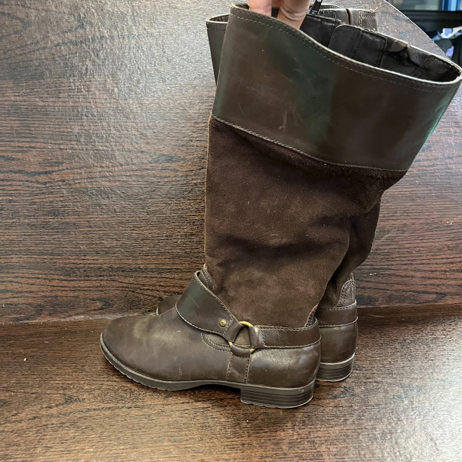 Lauren Ralph Lauren Women’s Sulita Riding Boots Size 9B Brown Leather Suede Tall
