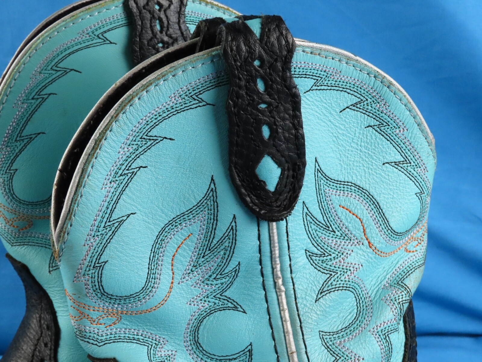 JUSTIN GYPSY GEMMA BOOTS Cowboy Cowgirl Western BLACK & AQUA BLUE Leather 6.5 B