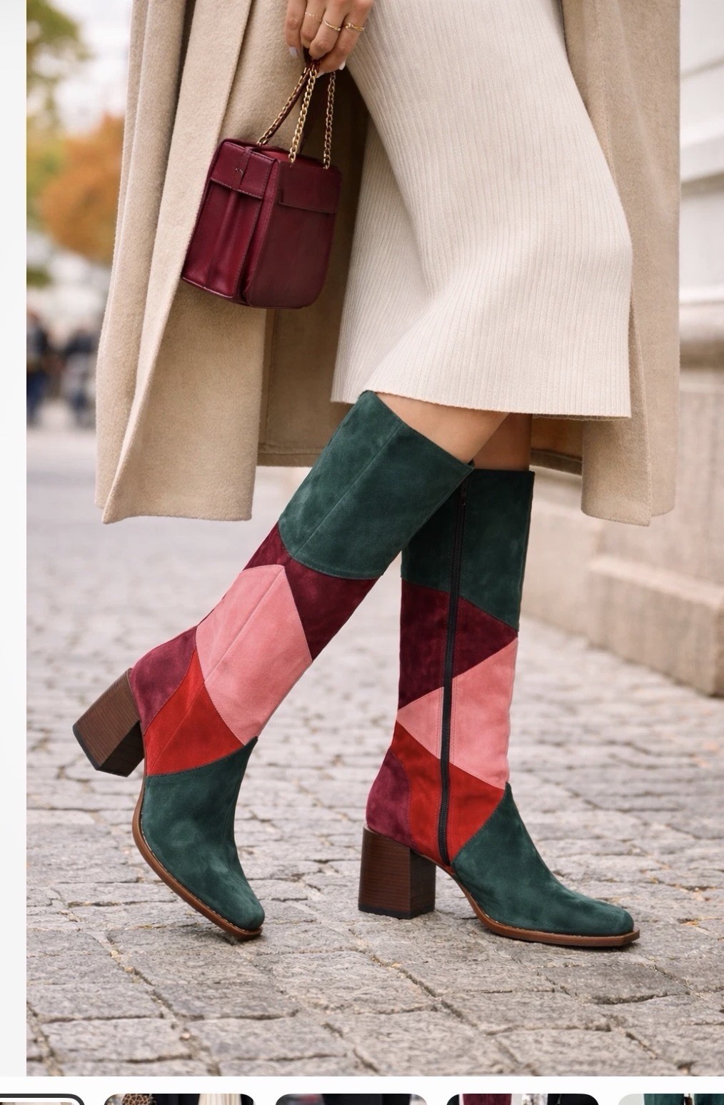 Chelsea & Violet Lulu Tall Colorblock Suede Patchwork Boots Size 7.5 NEW