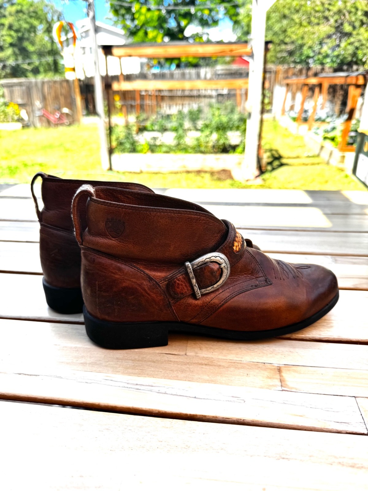 Ariat Juliet Leather Western Ankle Boots Brown Buckle Booties Women’s 8 B