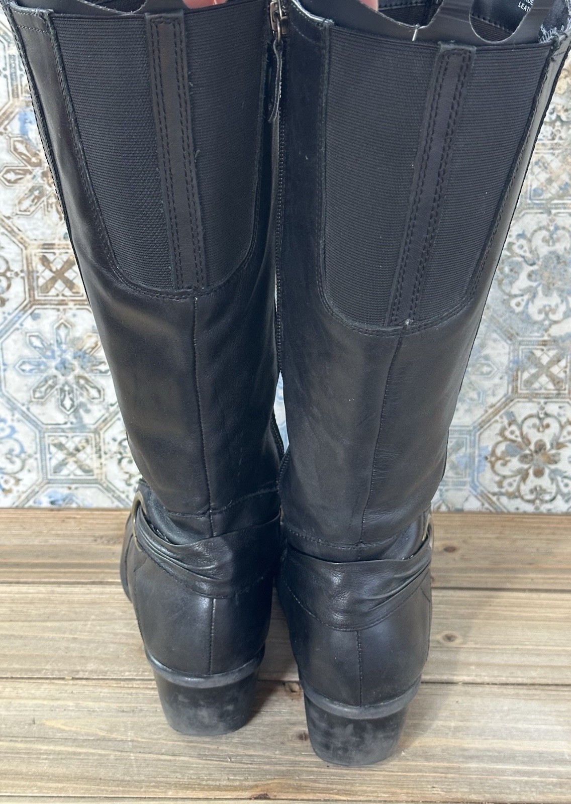 Clarks Bendables Tall Comfort Boots Women’s 7 M Black Leather Business Office