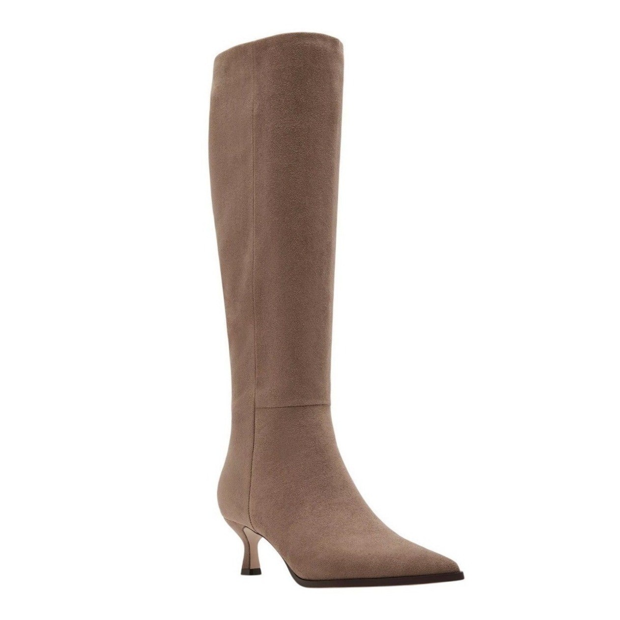 Madden Girl Debut Knee-High Kitten Heel Dress Boots Light Taupe Vegan Suede 8