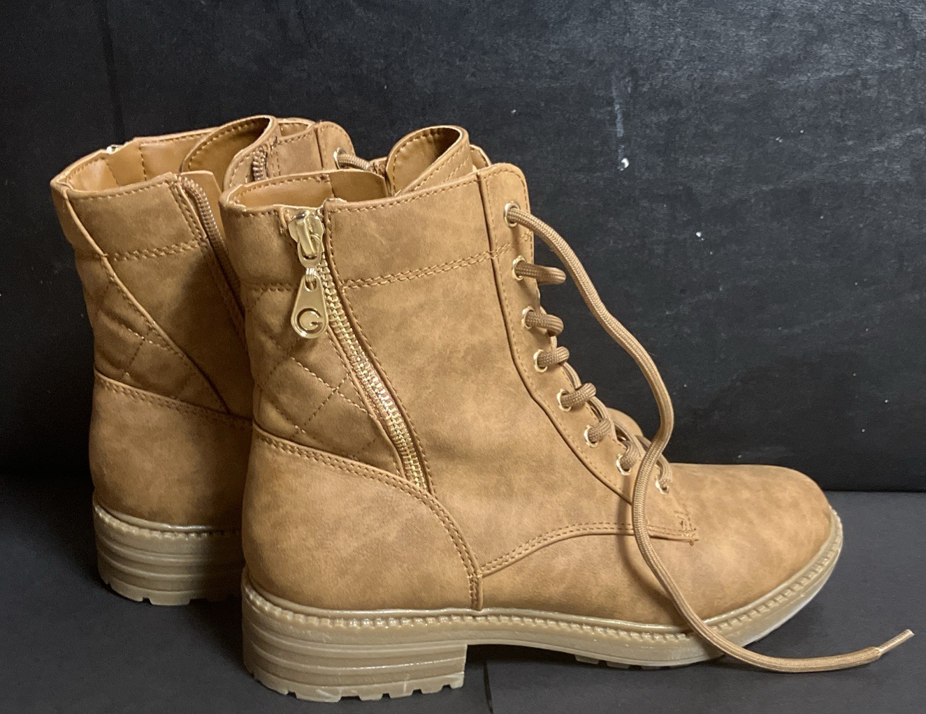 Women’s Boots GBG Los Angeles Brown Ankle Boot Tie Zipper 6 1/2