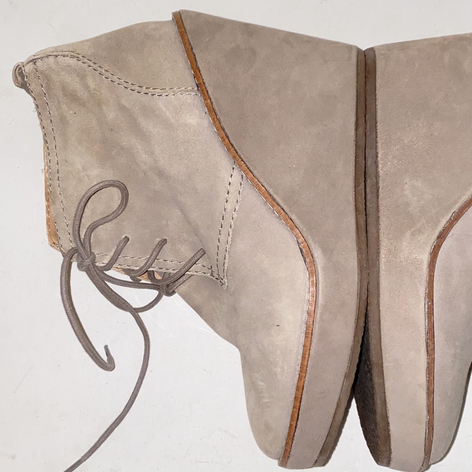 Zara Basic Taupe Nubuck Suede Wedge Ankle Boots Women’s Size 7.5