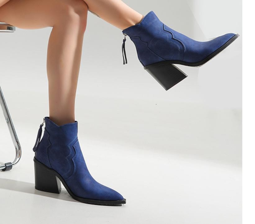 Women’s Ladies Back Zip Pointed Toe Ankle Boots Casual Outdoor Party Dress Shoes