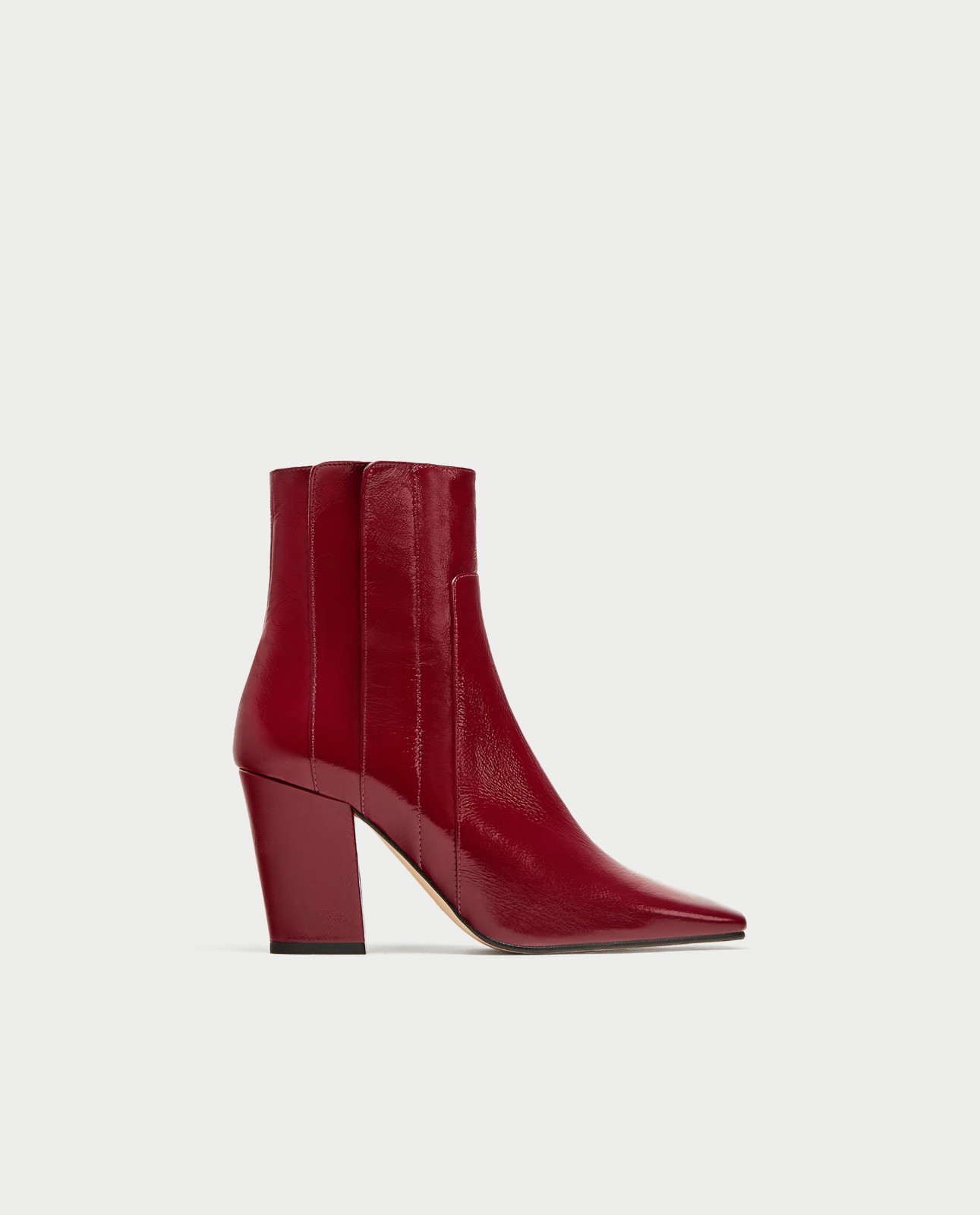 ZARA Women’s Red Leather Square Toe Ankle Boots EU 40 NWT 6900/201