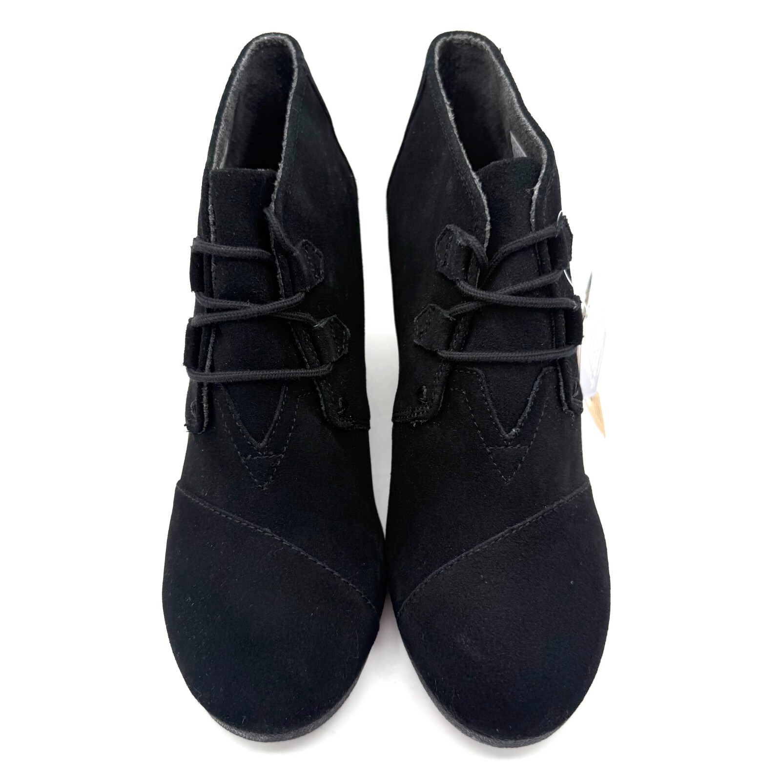 NEW TOMS Kala Wedge Booties Black Suede Women’s Size 10 Ortholite #10012955