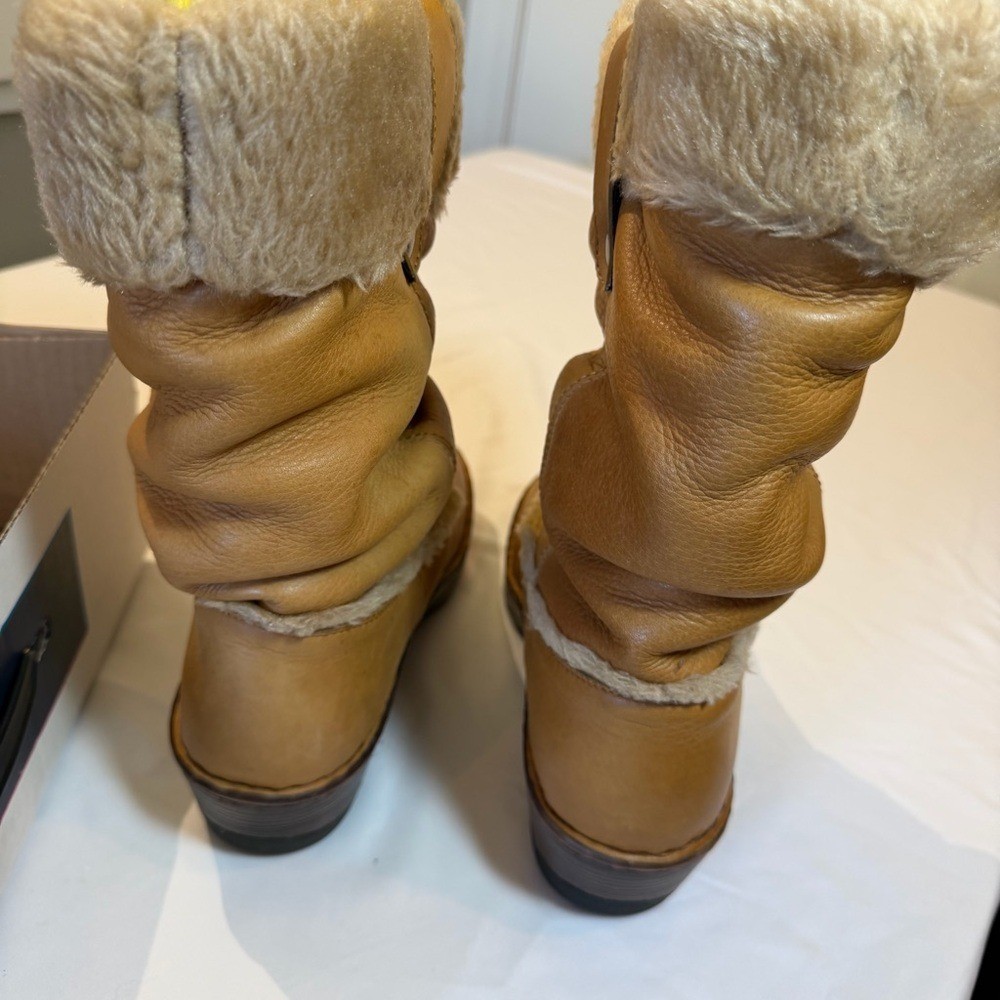 Durango Women’s Toasty Slouch Brown Boots with Faux Fur Trim