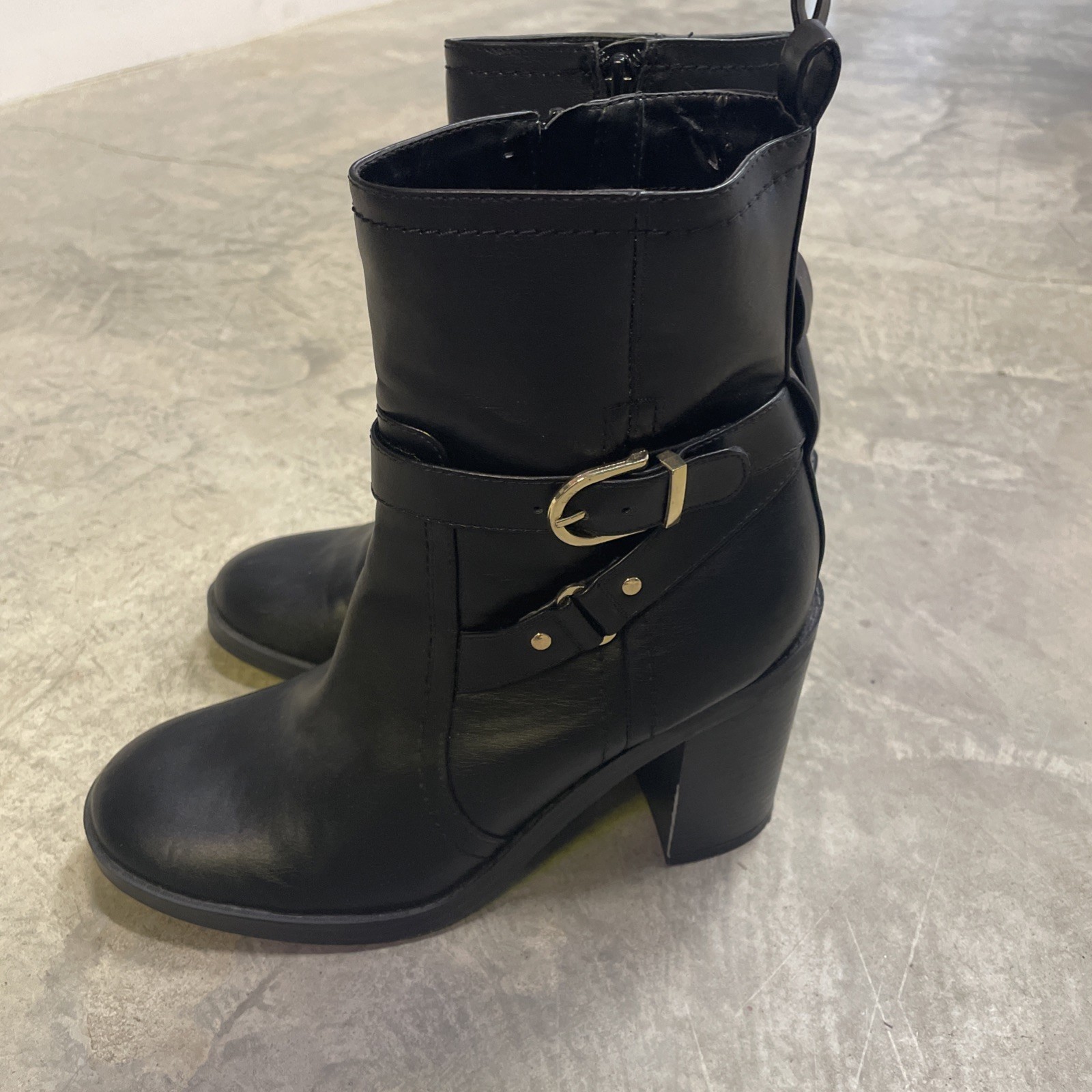 LIZ CLAIBORNE Ankle Boots Women 8 Side Zip Square Toe Block Heel MemoryFoam Blk