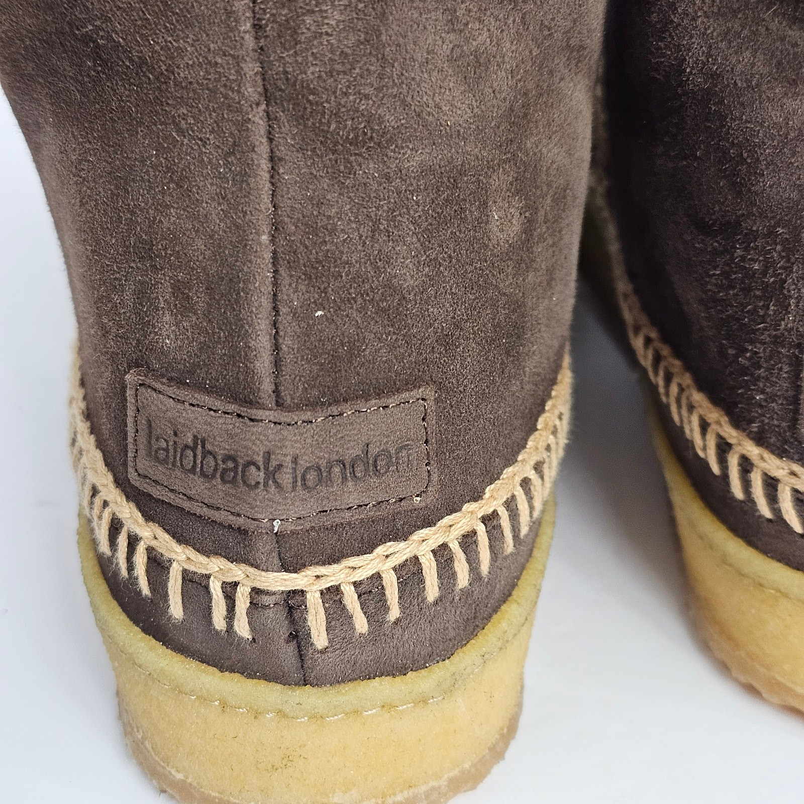 Laidback London Setsu Crochet Brown Leather Shearling Ankle Boot Women’s Size 7