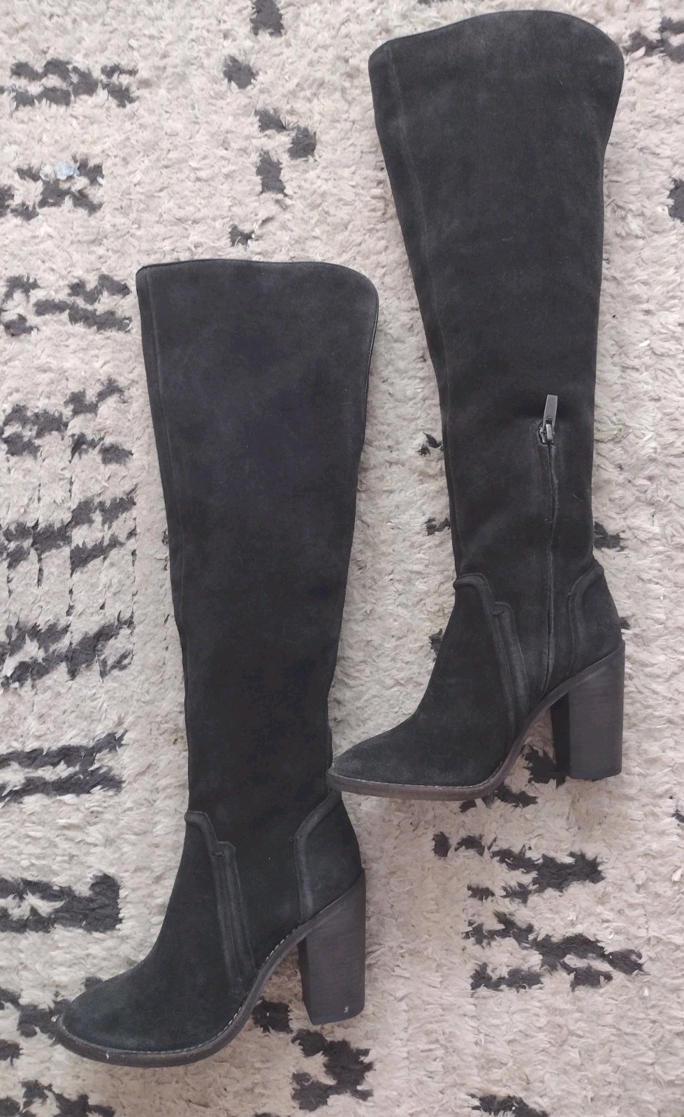 Vince Camuto Melaya Knee High Boot Off Black Suede Size 5.5 M Fits Like 6