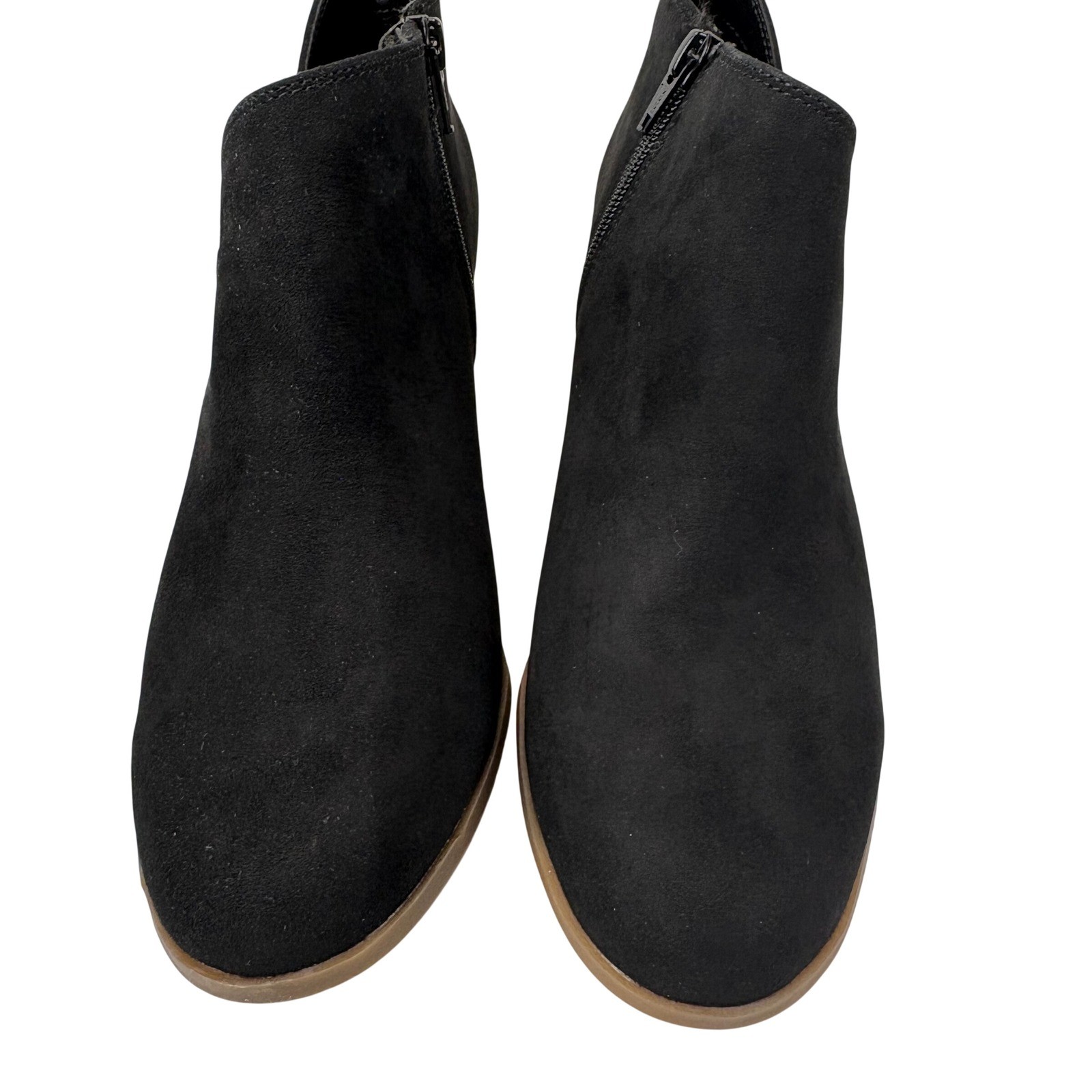 Style & Co Felaa Asymmetrical Booties Womens 9.5M Black Faux Suede Block Heel