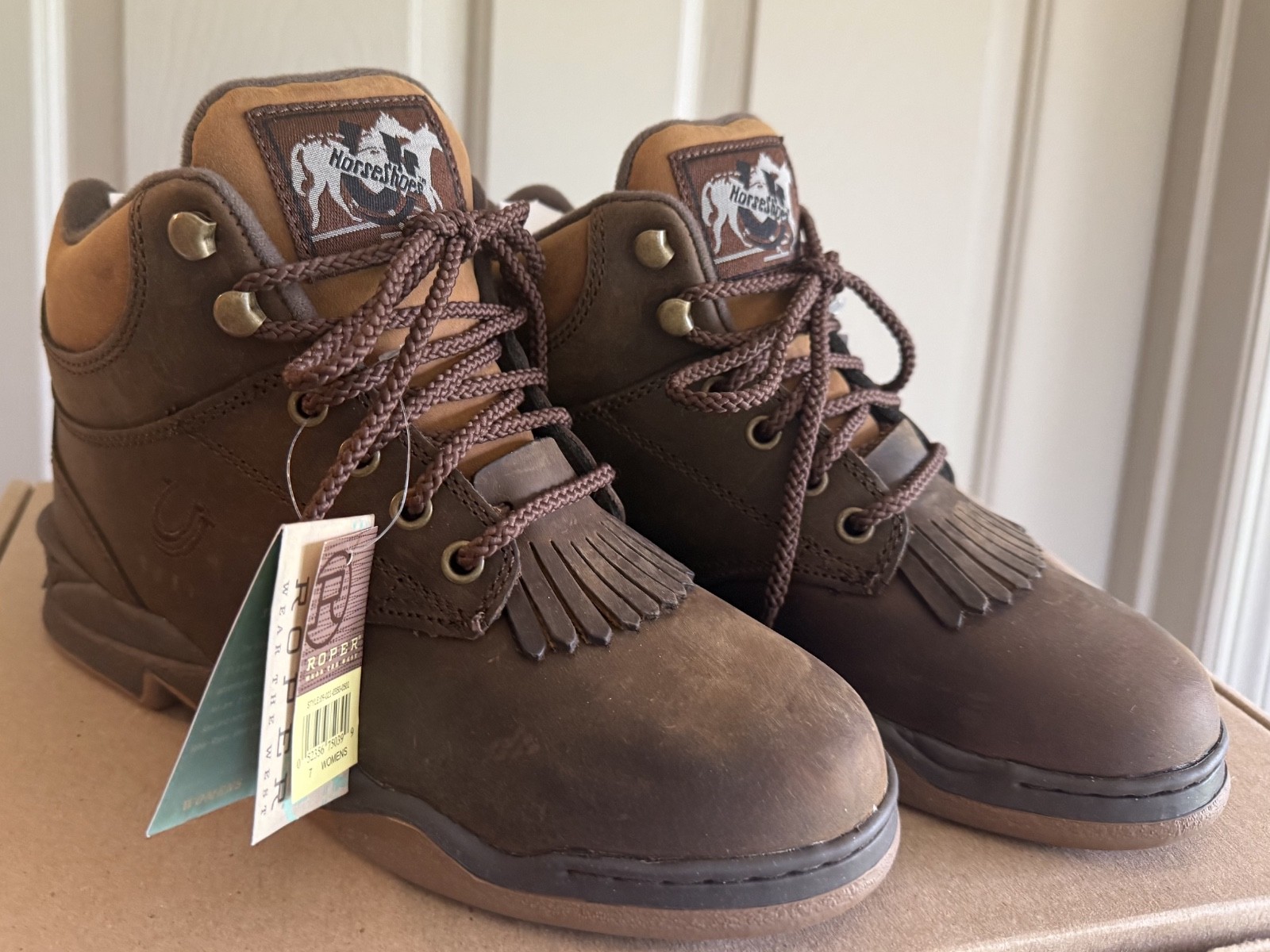 Roper Horseshoe Kiltie Hiking Womens Brown Casual Boots 09-021-0350-0501