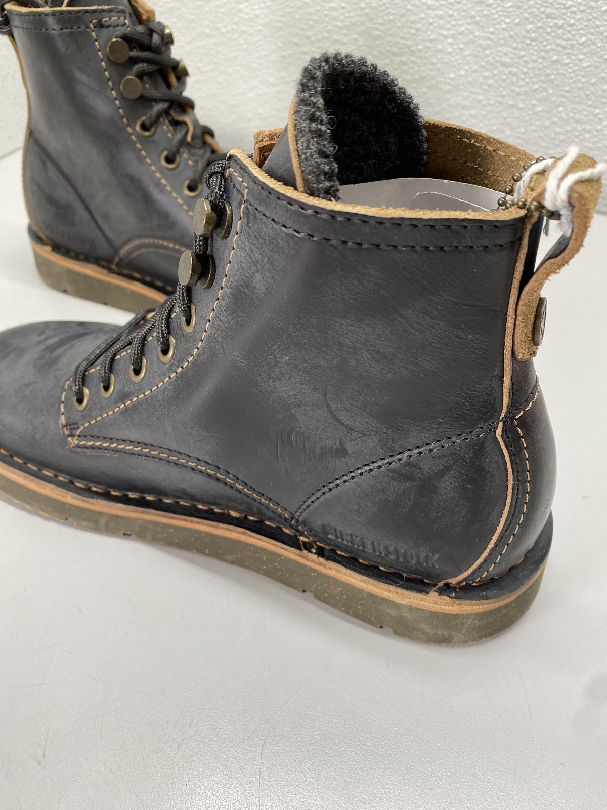 Birkenstock Unisex Birmingham Lace-Up Oiled Leather Boots Size L 8, M 6 Black