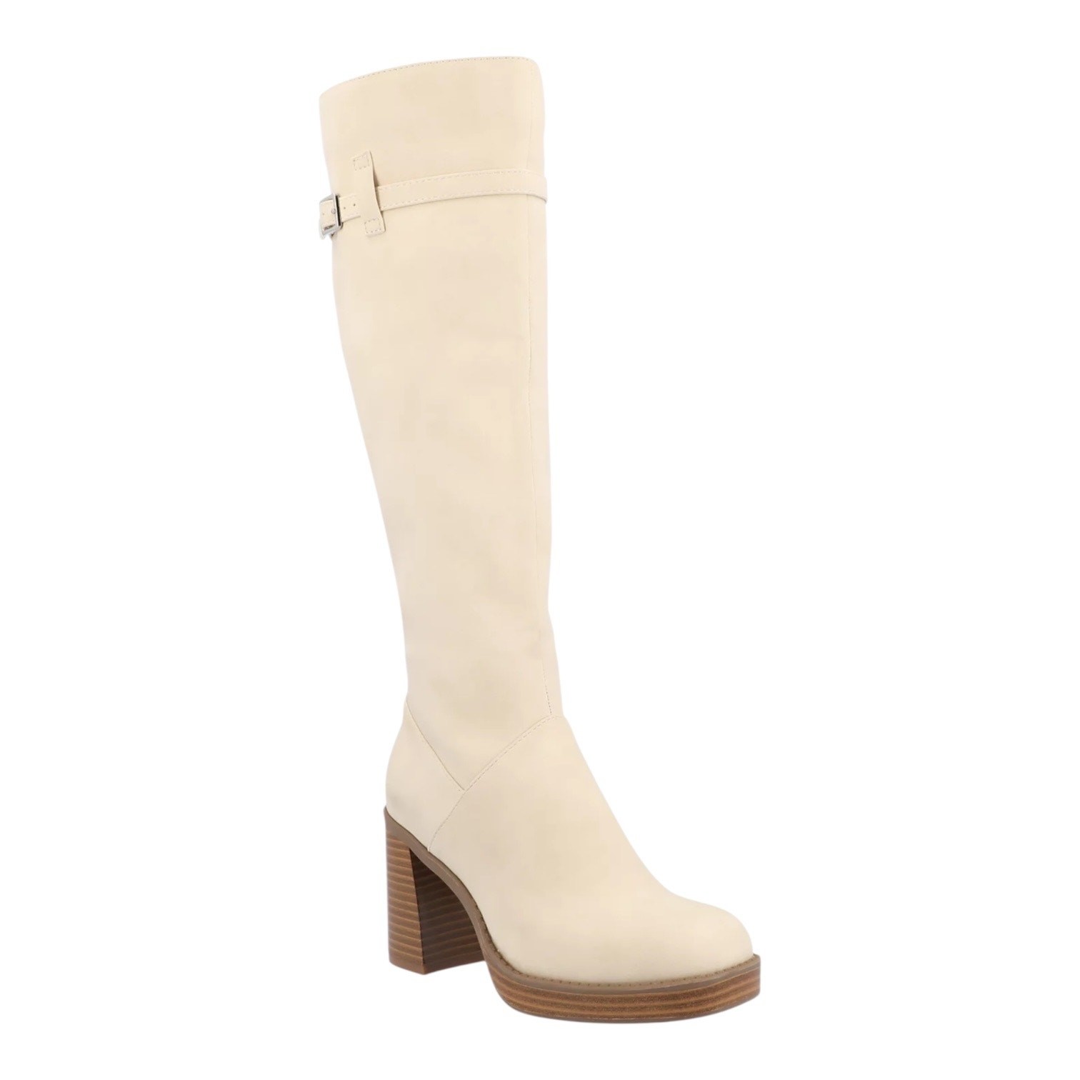 Journee Collection Women’s Letice Wide Calf Platform Knee Boots Cream Size 9 W