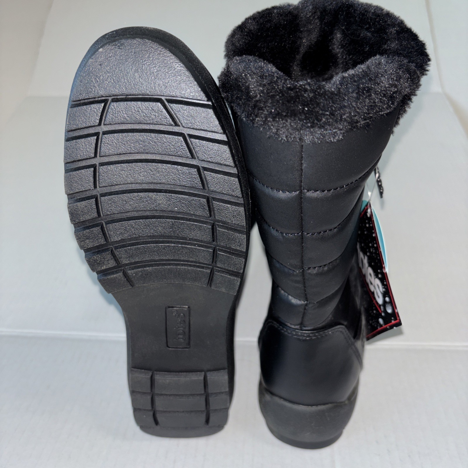 TOTES JENNIFER WOMENS 8 M BLACK QUILTED WINTER SNOW BOOTS FAUX FUR TRIM NWT