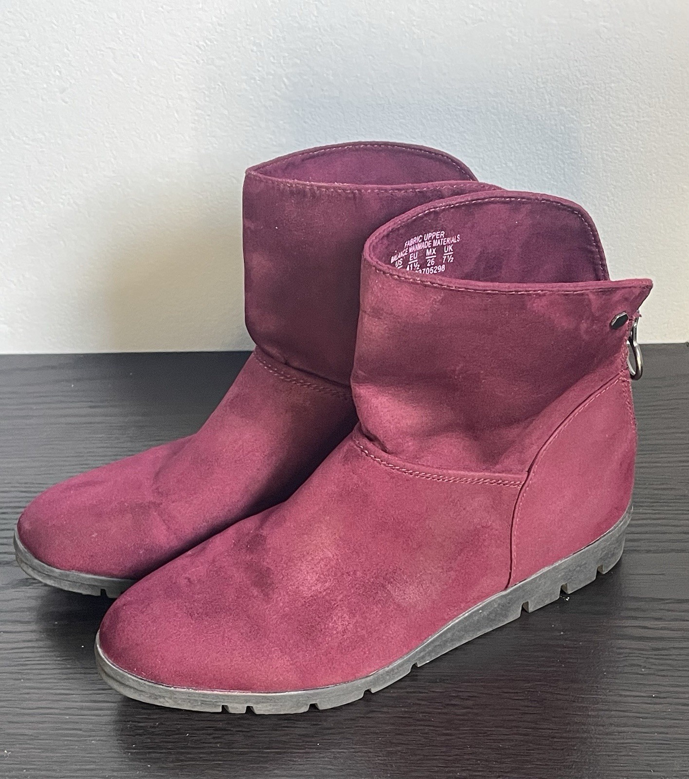 Basic Editions Remix Burgundy Ankle Bootie Women’s 9M Zip Round Toe Comfort