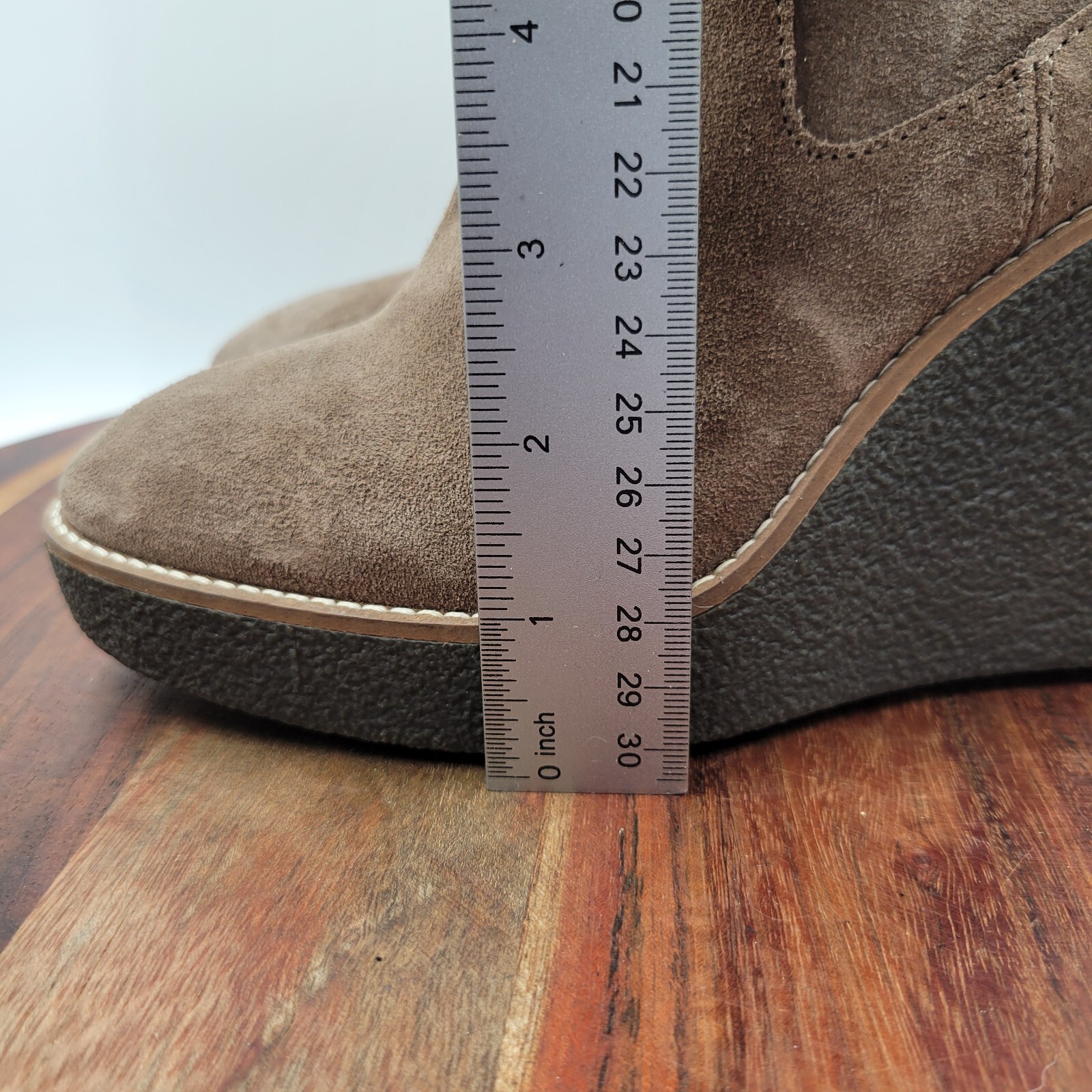 Aquatalia Viola Boots Women’s 5.5 Brown Suede Tasseled Fringe Mid Calf Wedge