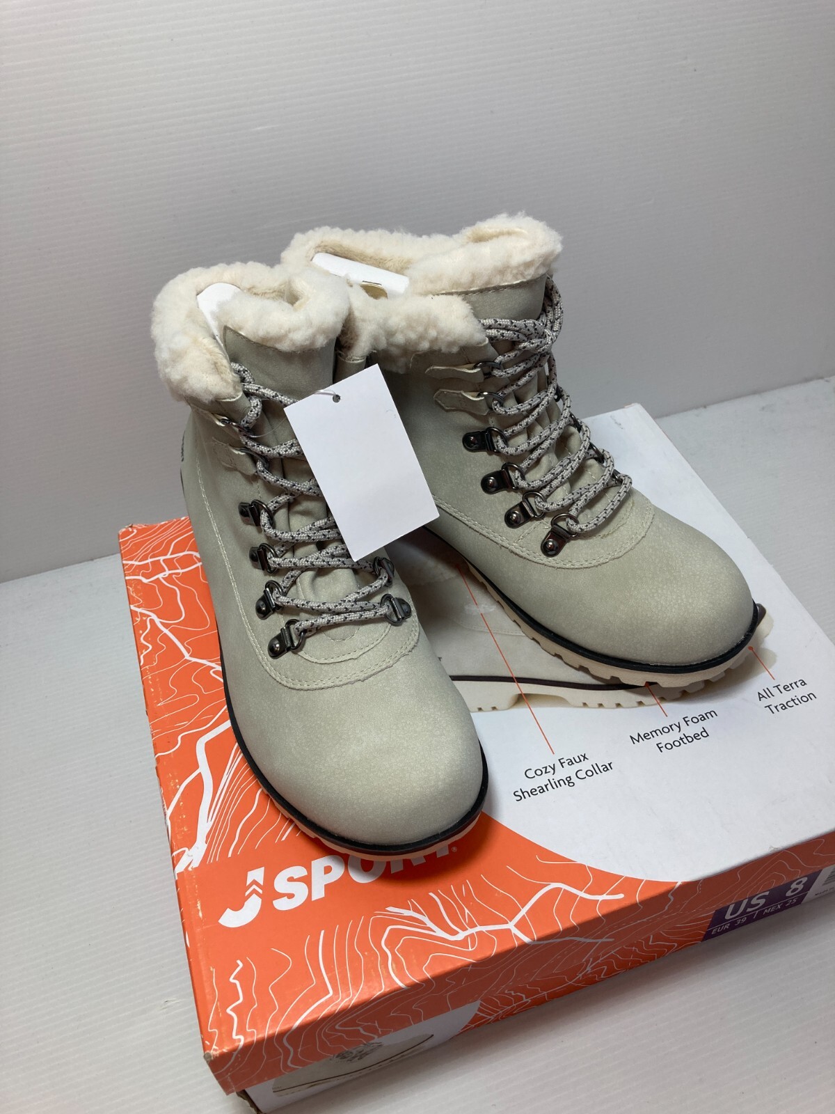 JSPORT Women’s Bluestone Winter Snow Boots ~ Stone White ~ Choose Size NIB