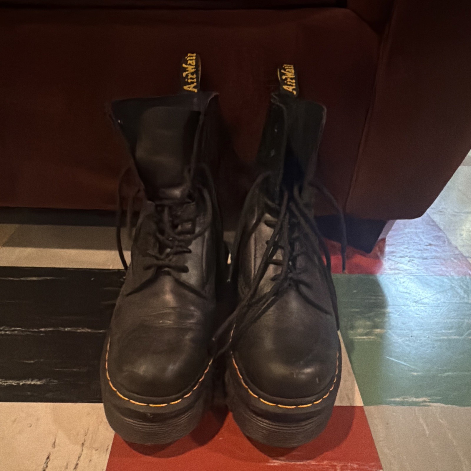 Dr. Martens Audrick 8-Eye Black Leather Platform Combat Boots Women’s US 10