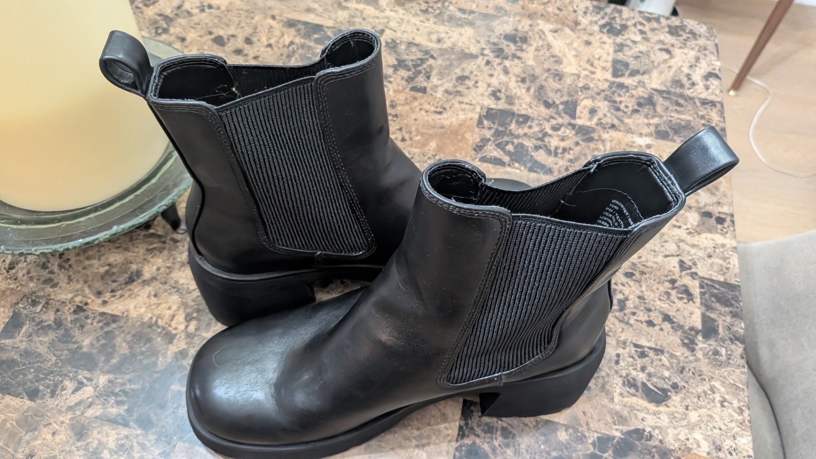 Steve Madden Brontey Womens Chelsea Boot Sz 10 Black Leather Slip On Block Heel