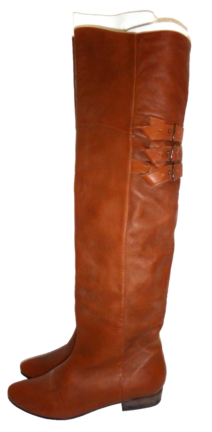 JOIE Vero Cuoio Knee High Flat Boots Brown Real Leather EU Size 40 / US Size 10