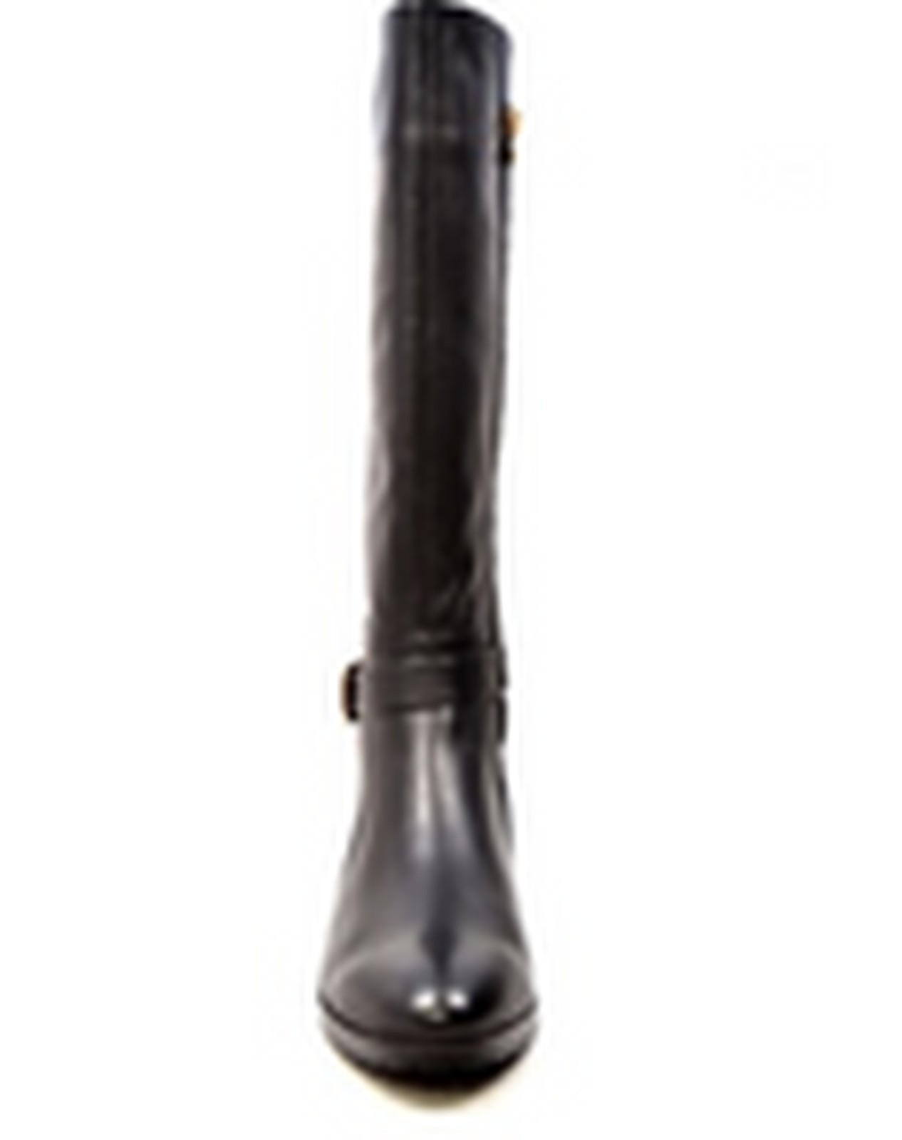 Wide Calf Boot Naz Black Leather Riding Boots with Quilted Back and Buckle