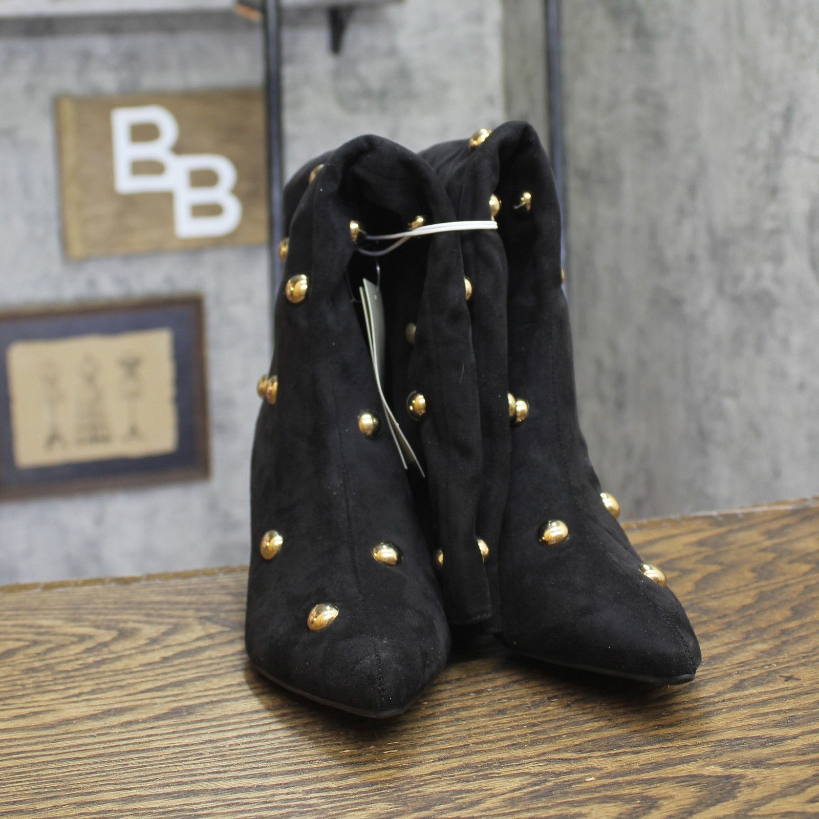 A New Day Studded Mid-Calf Pointed-Toe Boots 94568939 Jet Black / Gold 6M