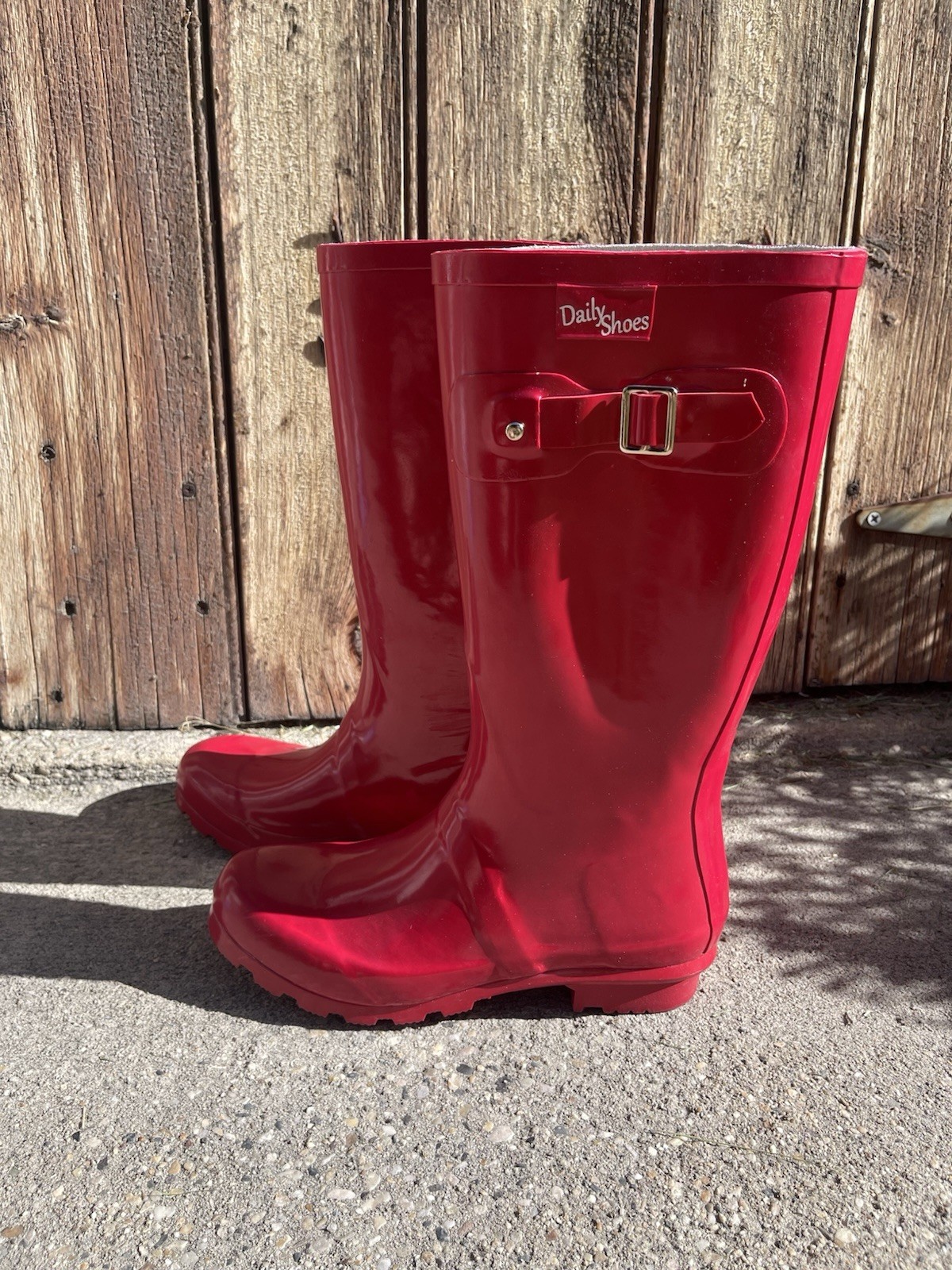 Women’s DailyShoes Rain Boots Puddle Round Toe Cherry Red Sz 9