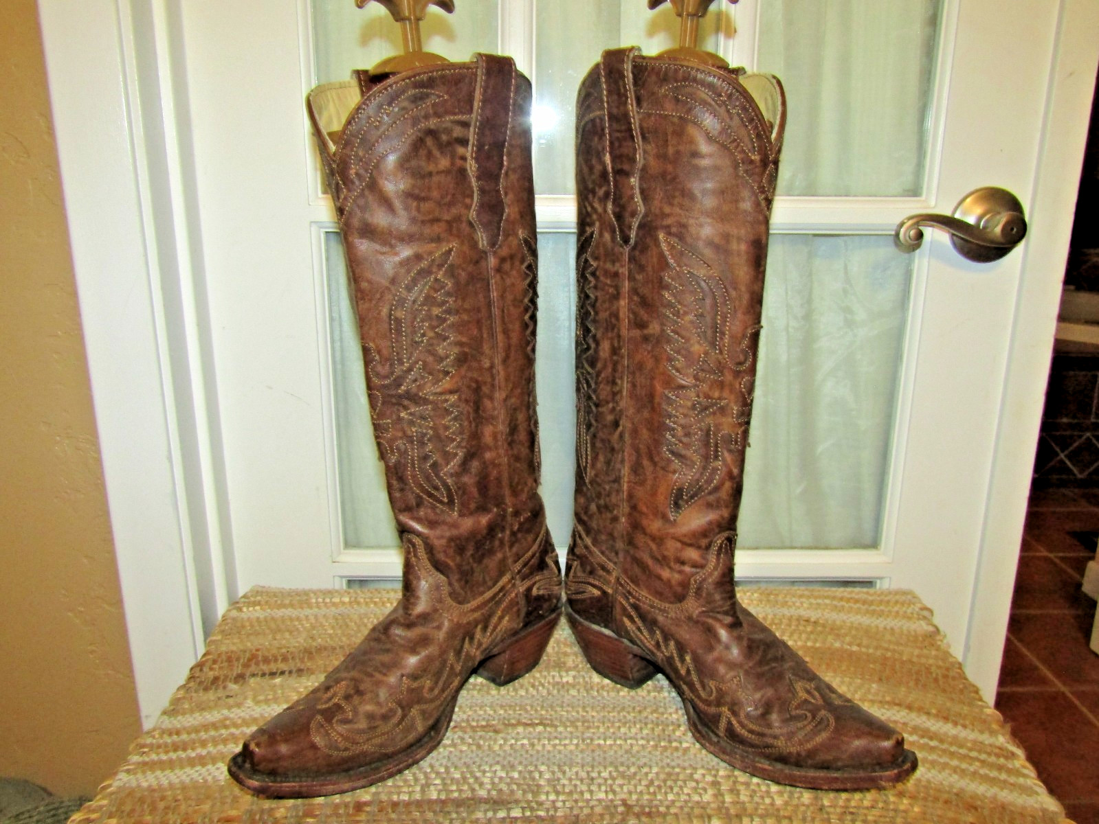 Vintage Corral Brown Cowgirl Tall Boots Womens 7 M Snip Toe Western R 2295 Boots