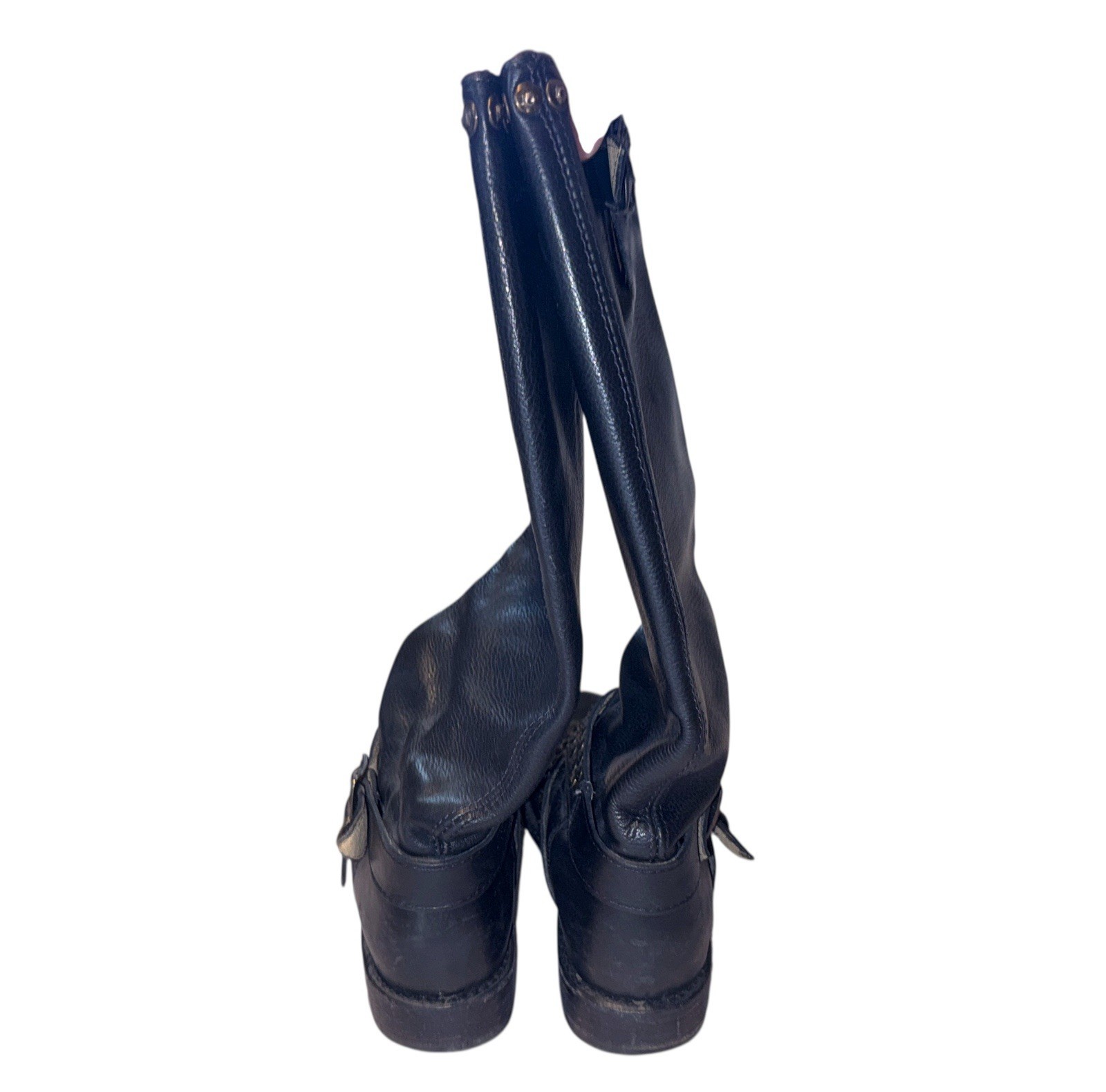 Frye 76415 Studded Harness Tall Boots Women’s 6.5 B Black Double Buckle Riding