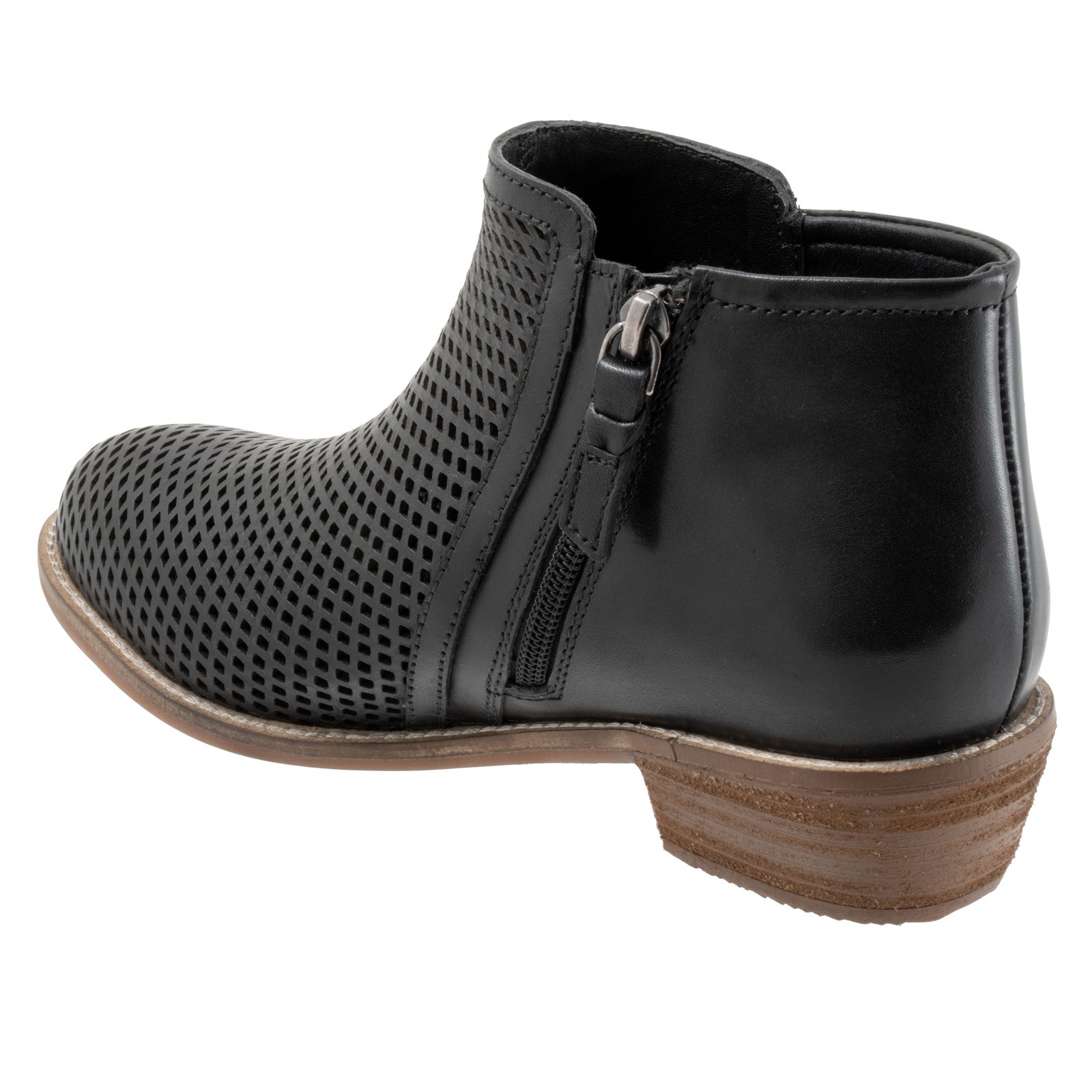 Softwalk Rimini Perf S2315-001 Womens Black Leather Ankle & Booties Boots