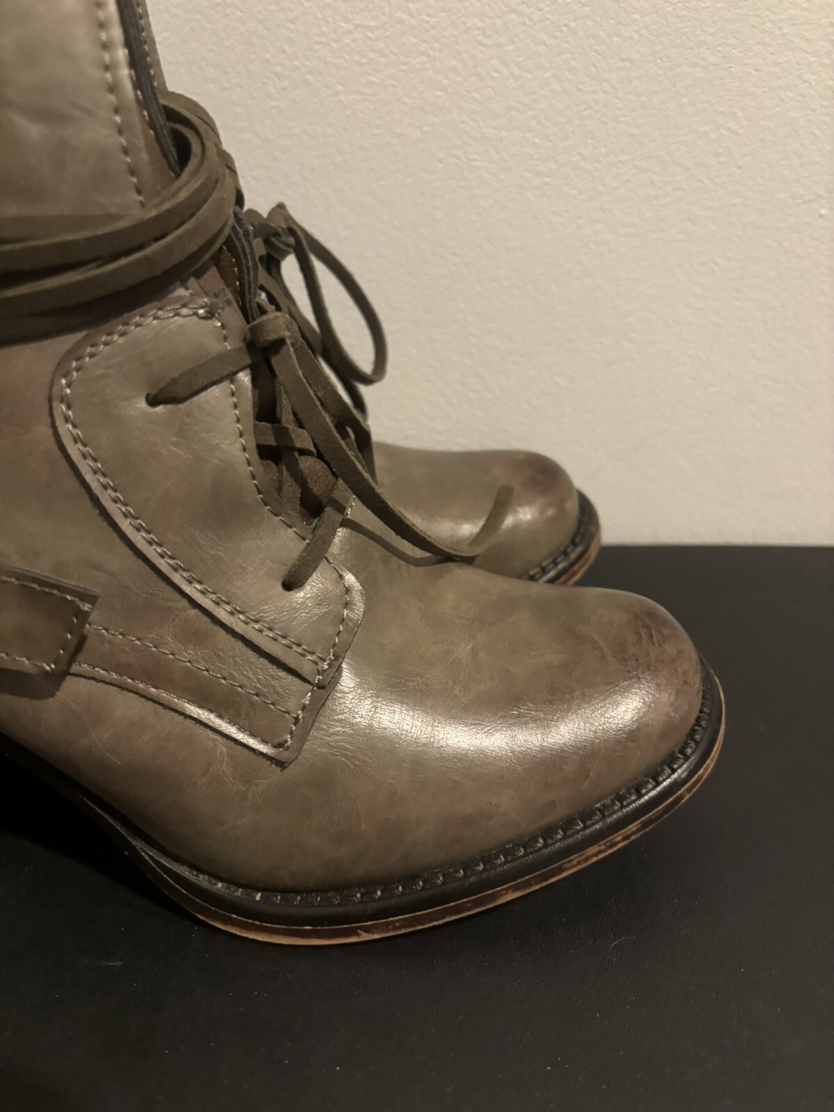 Pierre Dumas 8.5 Women’s Boots Side Zip Brown Stacked Heel Rawhide Lace Up