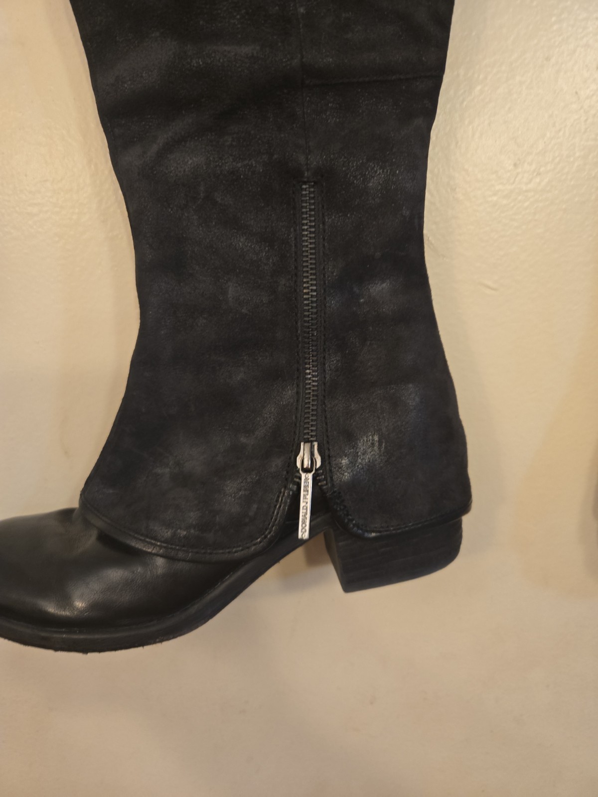 DONALD J PLINER Devi4 Black Reverse Calf Knee High Riding Boots Sz. 8 M