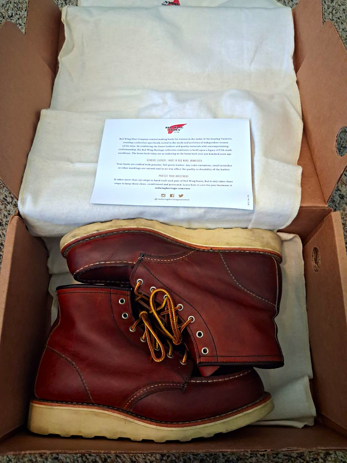 Red Wing Shoes Brown Leather Moc Toe Ankle Boots Womens US 8 D