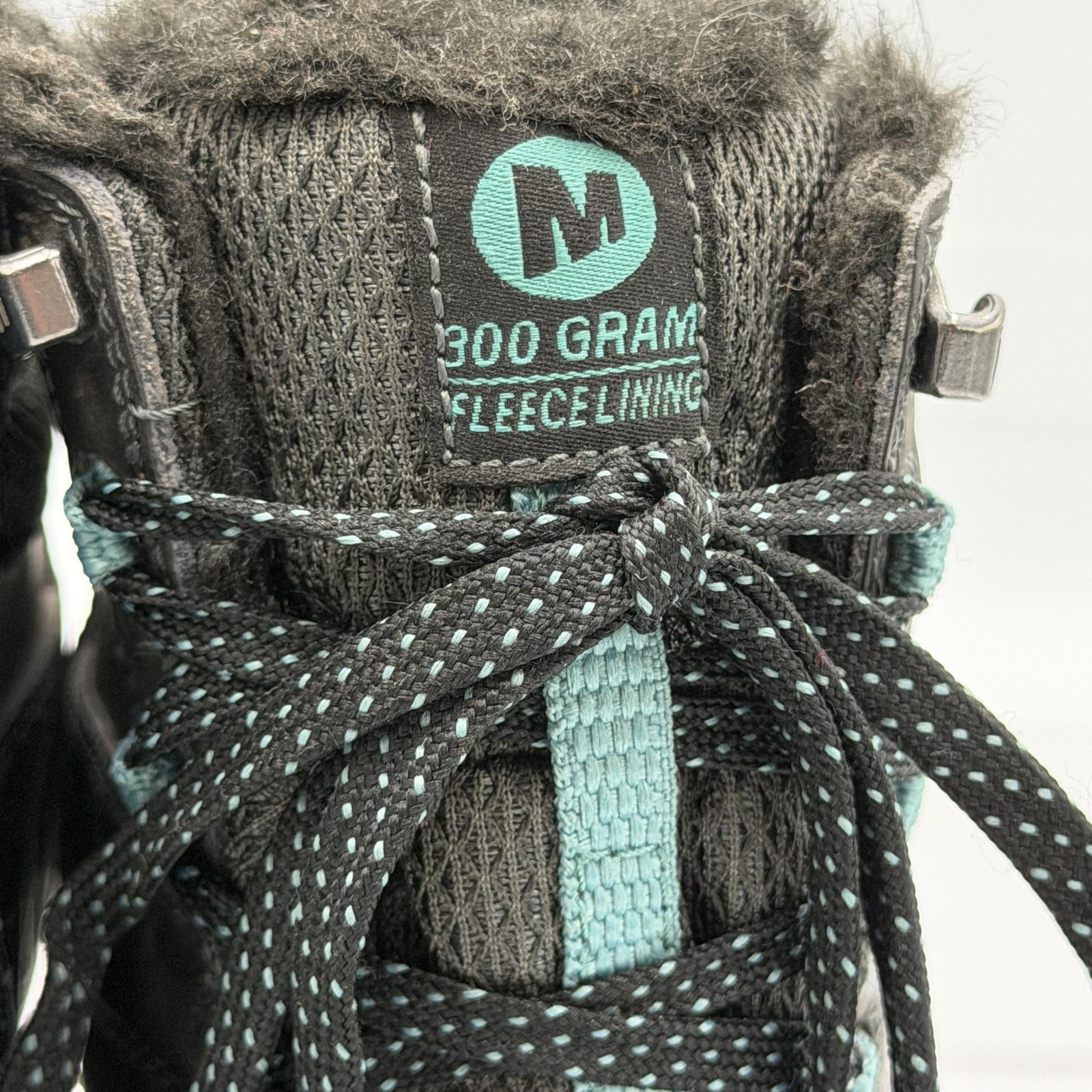 Merrell Snow Boots Womens Size 7.5 Black Brittany Blue Fleece Lined Winter