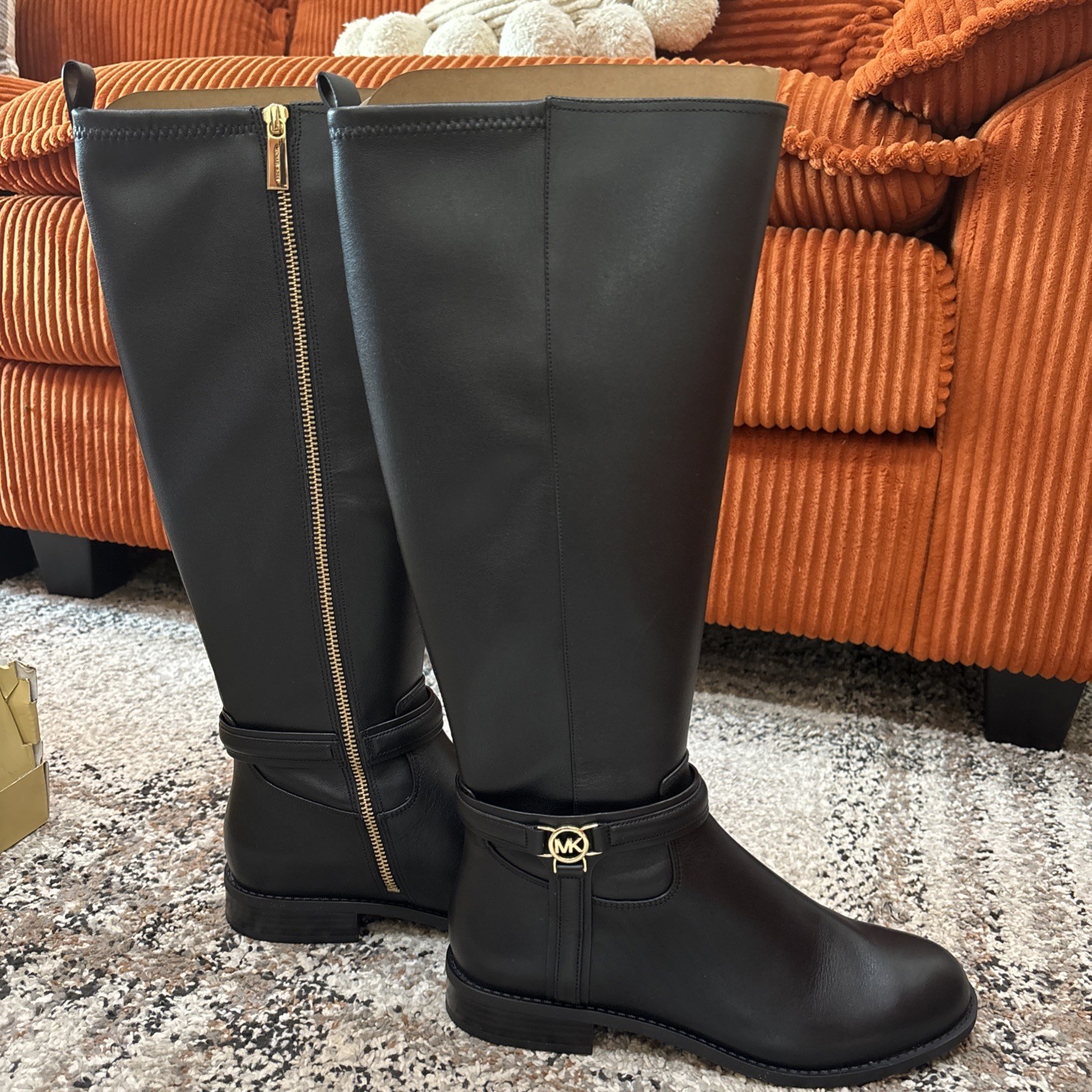 Women’s Michael Kors Black Mindy Flat Riding Boot NEW