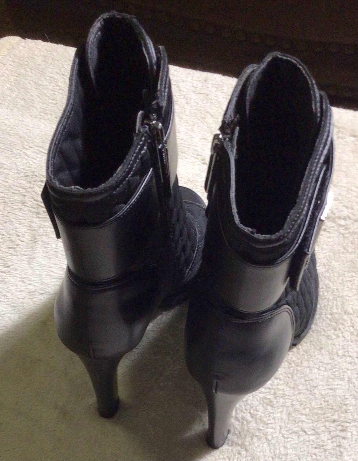 Karl Lagerfeld Black Paris Brittany Quilted Open-toe Ankle Boots