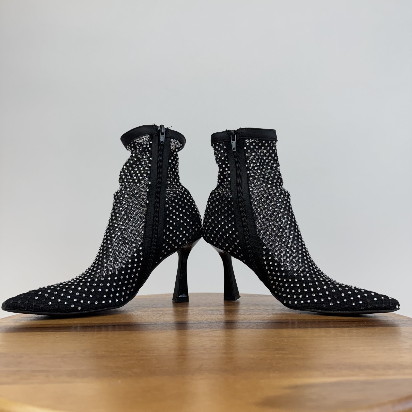 Womens Open Edit Hazley Black Rhinestone Heeled Formal Ankle Boots Size 6 M GUC