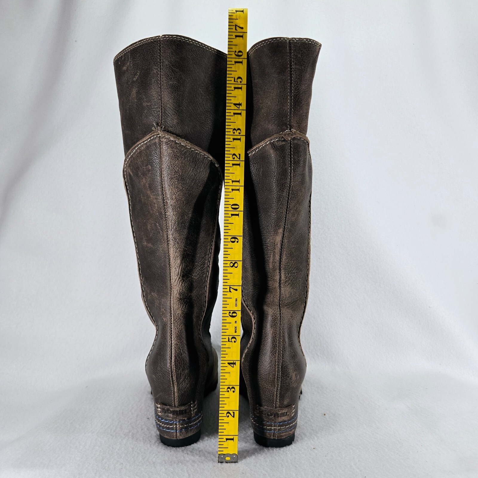 Sorel Boots Womens 9.5 Brown Gray Cate The Great Leather Hidden Wedge Waterproof